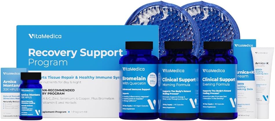 VitaMedica | Ultimate Recovery Bundle | Surgery Prep | Wound Healing | Supplements | Arnica K Oxide Cream | Hot Cold Packs | 30 Day Supply | Arnica Montana | Bromelain | Vitamin A | B Complex