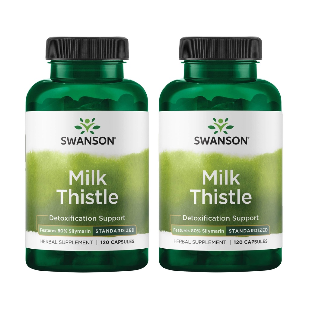 Swanson Milk Thistle (Standardizat) - Herbal Liver Supplement w/ 80% Silymarin - Formula naturală care ajută la menţinerea sănătăţii generale şi a bunăstării - (120 capsule) (2 ambalaj)
