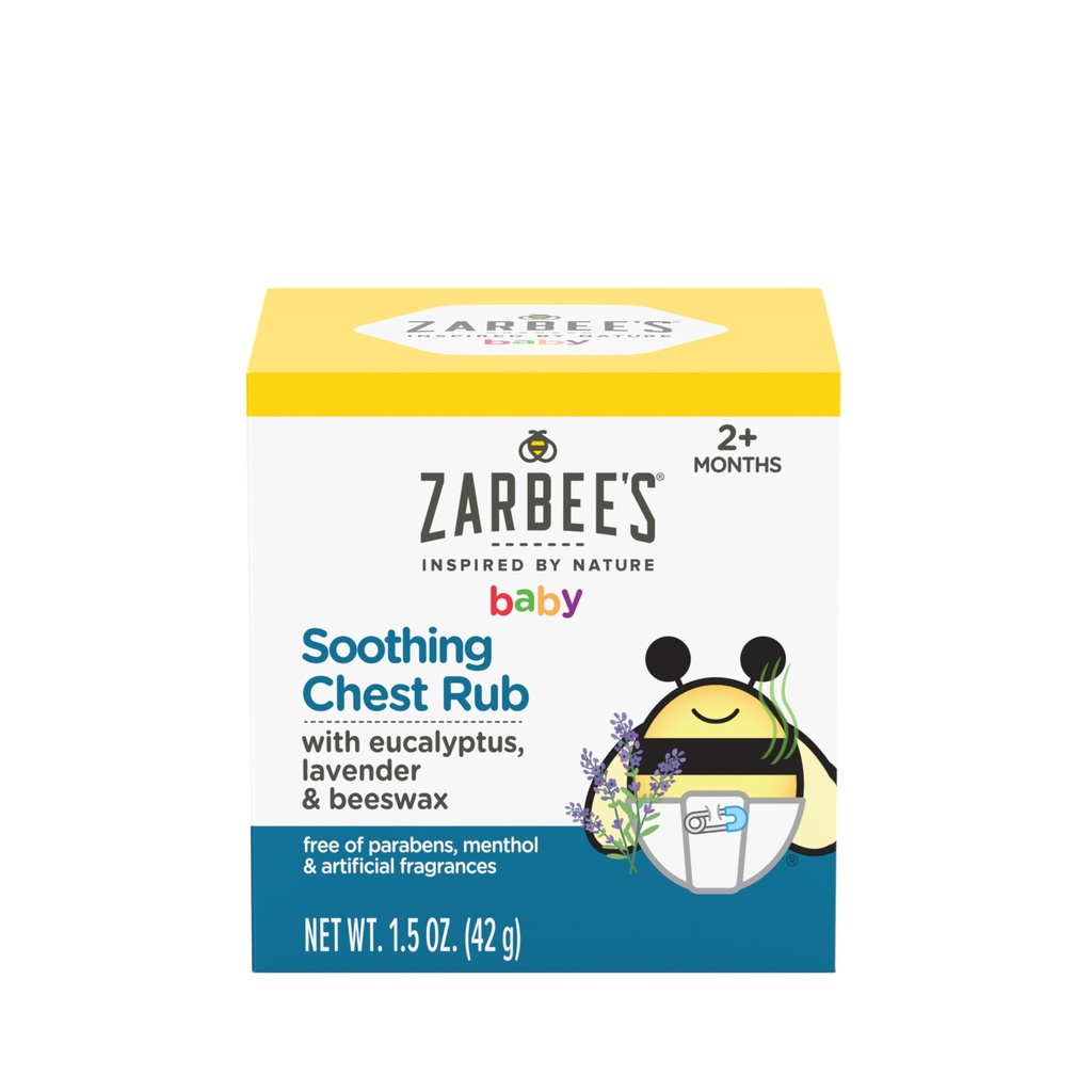 Zarbee Baby Soothing Chest Rub cu Eucalyptus & Lavender, Petroleum-Free Safe and Efficient Formula, 1.5 Ounce
