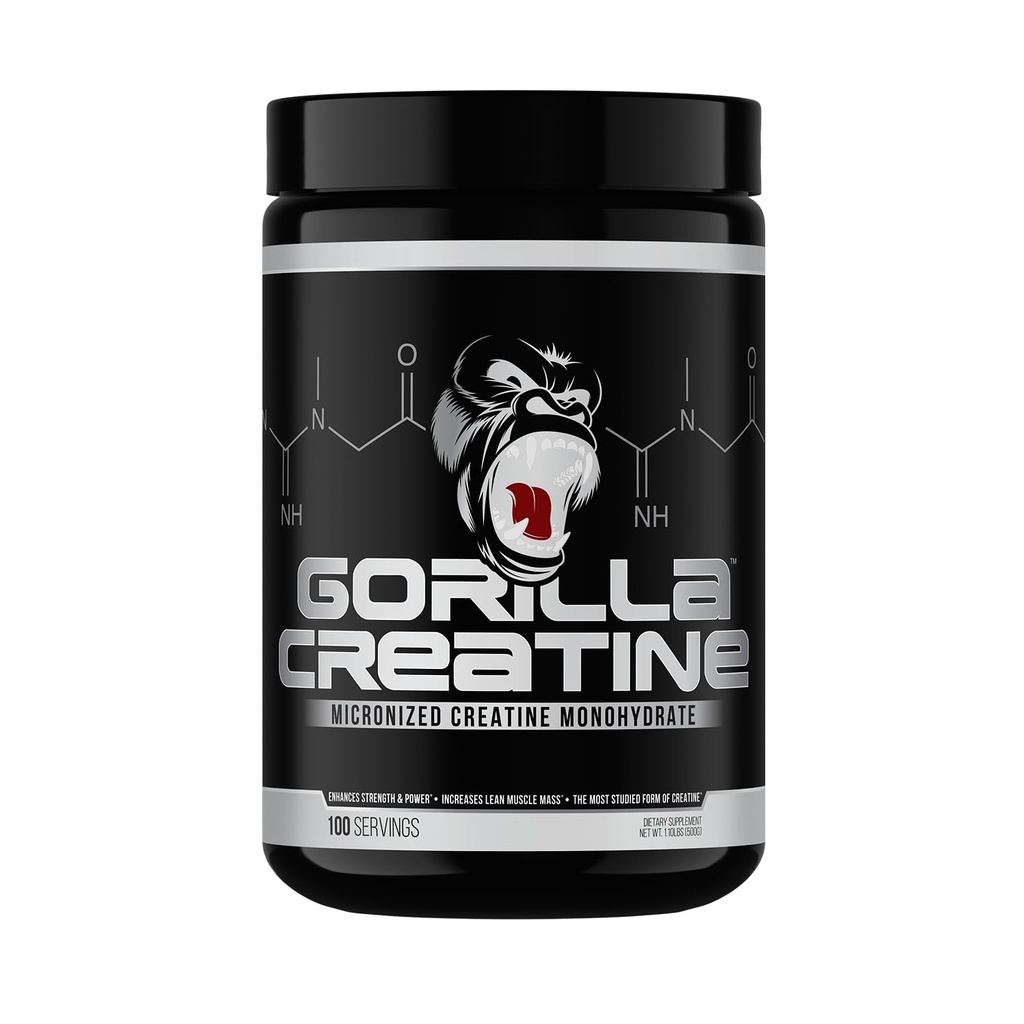 Gorila Minte Creatină Monohidrat Pulbere Micronizată, Îmbunătățirea dimensiunea musculare, putere de ieșire și putere, 5 Grams per servire, 100 Serviri