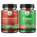Bundle of Youthful Trans Resveratrol - Capsule Resveratrol cu Activator AMPK pentru Sănătate Cellulară & Vitality și Zinc 50mg Suport Imun - Complex de zinc pentru a îmbunătăți pielea și unghiile părului