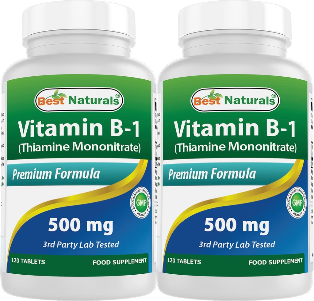 Cele mai bune naturale vitamina B1 sub formă de comprimate de Tiamină mononitrat 500 mg (120 de comprimate (pachet de 2))