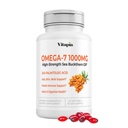 Vitapia Omega 7 Sea Buckthorn ulei Berry 1000mg pentru păr, piele, unghii, suport de sănătate cardiacă - 34% Acid palmitoleic & Omega naturale 3 6 9 acid gras - 120 capsule, non-GMO, gluten-free