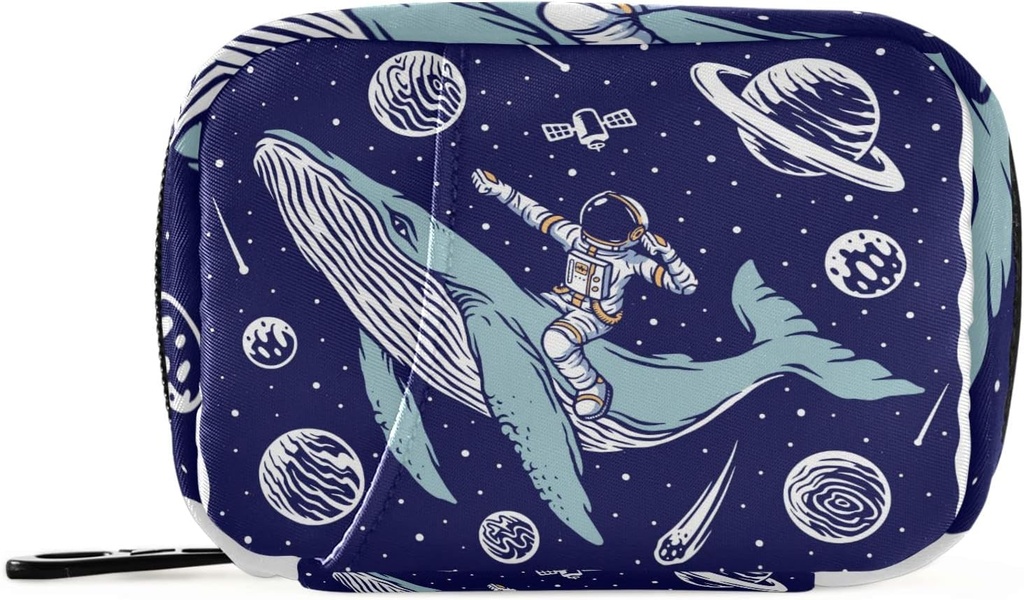 Galaxy Whale Astronaut Pill Box 7 zile Pilula Case Travel Pill Organizator sac cu Zipper Portabil Weekly Caz Compact Dimensiune pentru Deţinătorul Suplimentului Vitamina