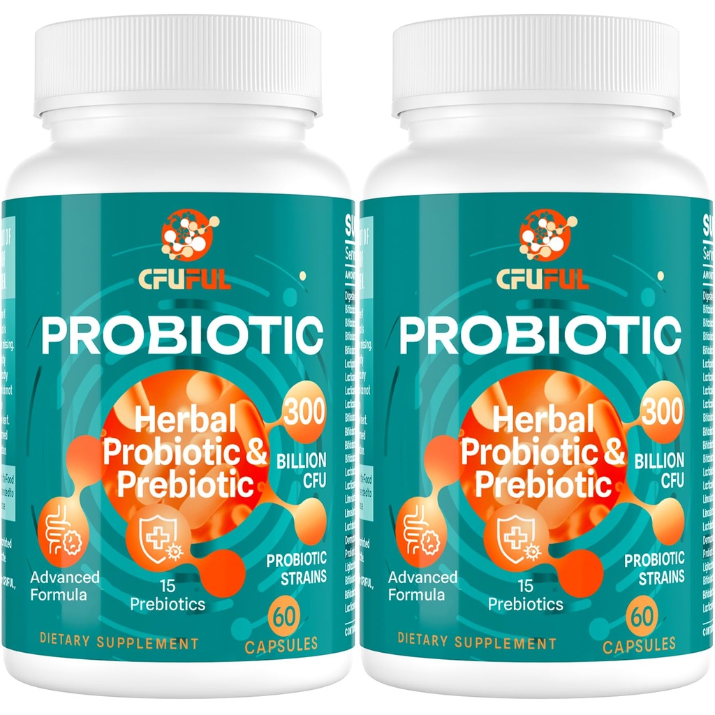 Probiotice pentru femei și bărbați - 300 miliarde CFU, 24 tulpini Probiotice + 15 plante organice Prebiotice Blend, pentru Global Digestive Gut Health, Imun, Constipație și balonare, Perioada de valabilitate Stabil - 4 luni de aprovizionare