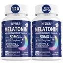 NEVASS Melatonin 50 mg pentru adulţi - Extra Putere 9-in-1 Dizolvare rapidă Sublingual - doză mare cu glicinat de magneziu, vitamina D3, Ashwagandha, Lemon Balm, Mușețel, Zahăr fără,Vegan 120 comprimate