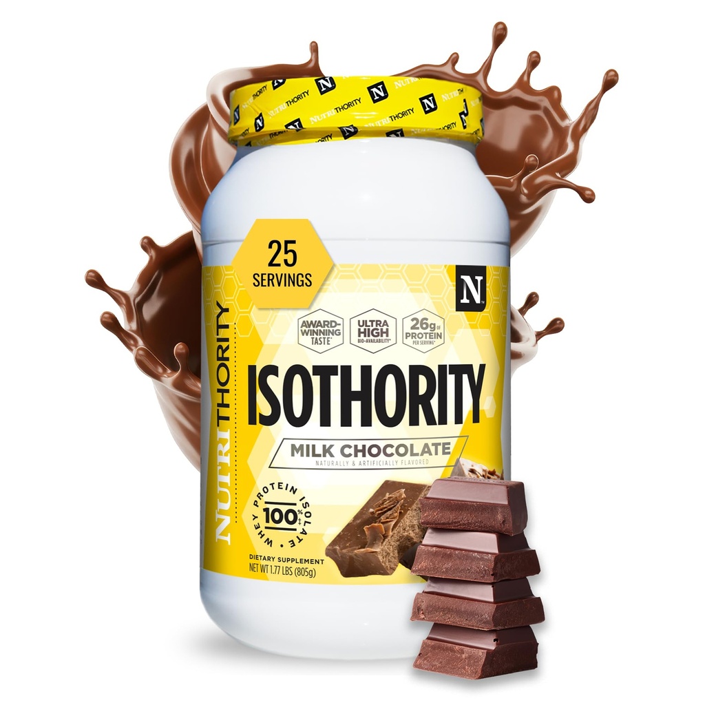 Izolat de proteine din izooritate Whey, ciocolata din lapte, 2 lb - Aminoacidi din lanț cu branhii absorbante Ultra (BCAA) pulbere cu 25g proteine per servire, Carb scăzut - Construirea musculare și accelerarea recuperării