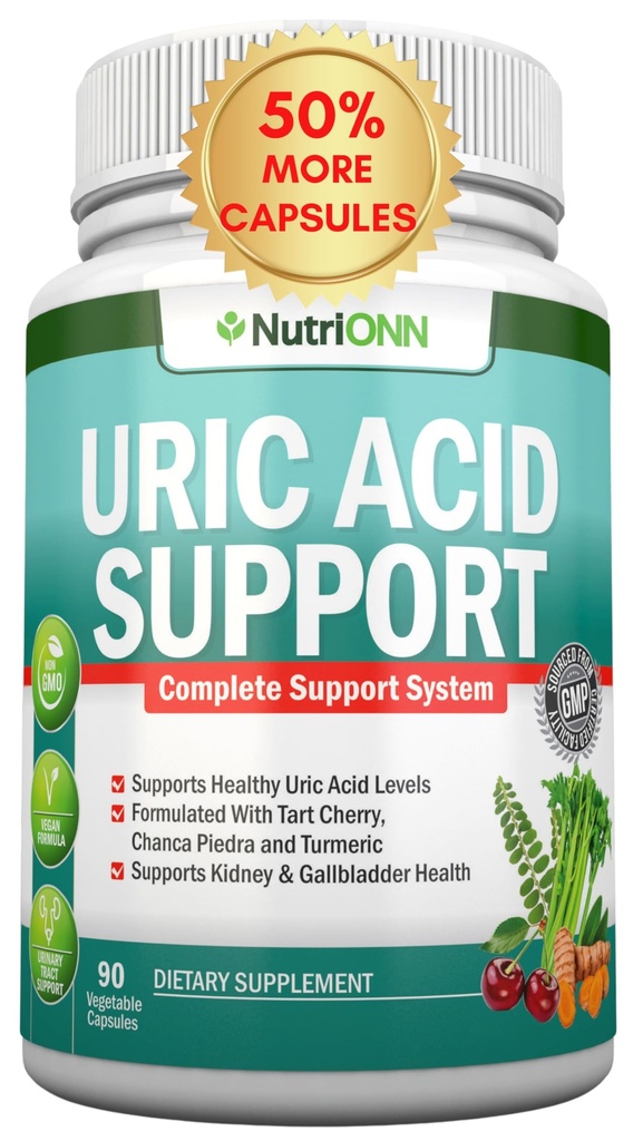 Uric Acid Flush - Herbal Uric Acid Cleanse Supliment - Cu tarta cireșe, extract de semințe de cenușie, Chanca Piedra, Devil