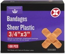 Bandaj adeziv - Cutie de 100 3/4" Bandaje flexibile din plastic pentru tăieturi, zgârieturi, Burns - Latex gratuit, Sterile Bandaje mici