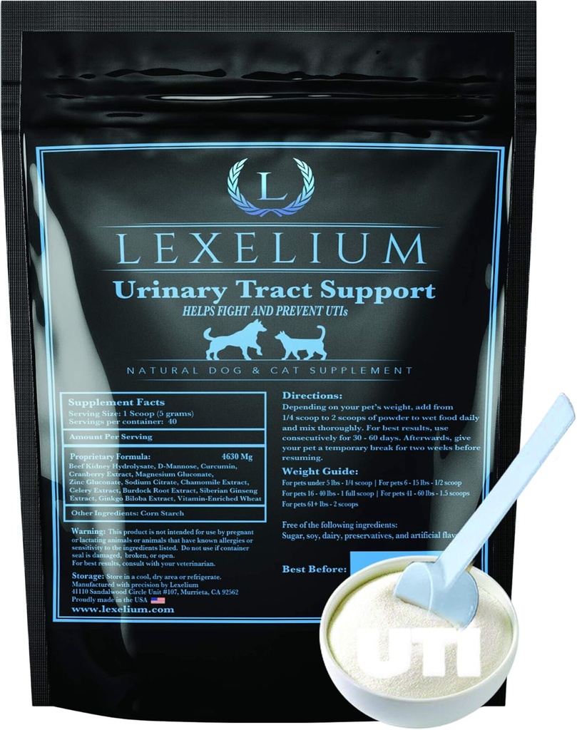 Infecție organică tract urinar Suport UTI pentru câini și pisici - fortificat cu cranberry, D Mannose, și Curcumin - Optimizează funcția rinichi și vezică urinară - poate preveni rinichi / pietre Bladder - 200 G