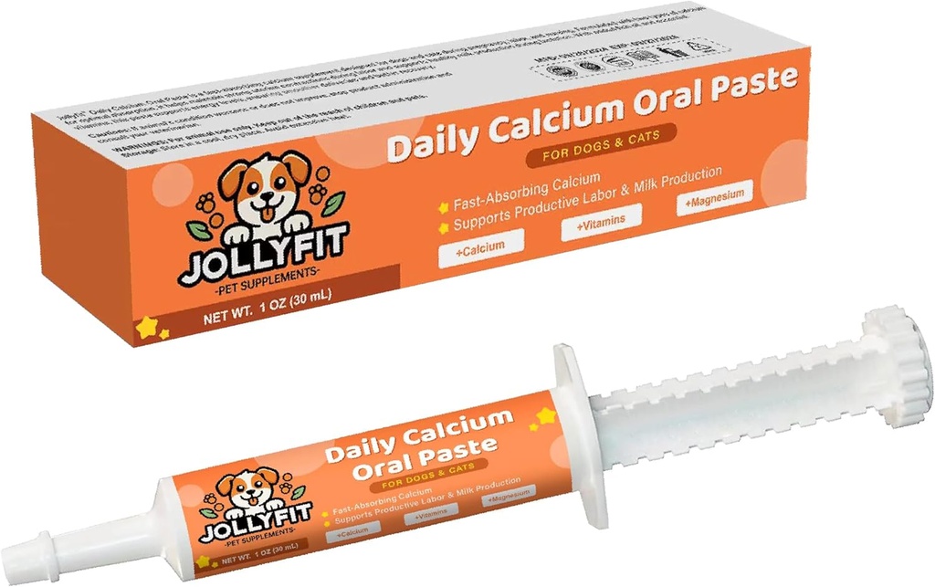 Calciu oral pentru Whelping câini și pisici, Calciu rapid-Absorbing pentru câini, Sprijină Whelping Labor and Milk Production, Îmbunătățește Colostru pentru căței, Supliment de calciu zilnic pentru animale de companie - 1 oz