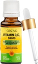 ORZAX Vitamina D3 K2 picături - suporta densitatea osoasă şi absorbţia de calciu - pentru oase, muşchi şi inimă - (0,67fl oz - 20 ml)