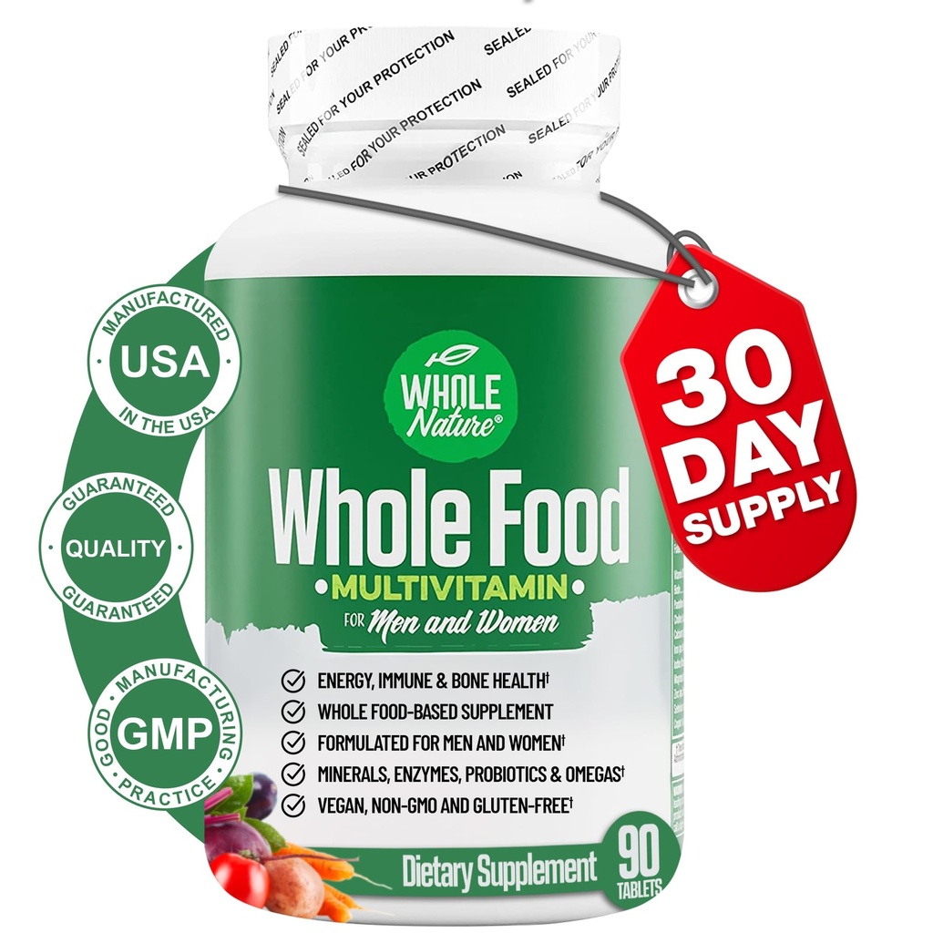 Întreaga alimente Multivitamine pentru bărbați și femei complet zilnic Superfood Vitamine Plus Minerale Enzime digestive, Probiotice și Omegas. Multi Vitamină bazată pe plante, fără OMG (1)