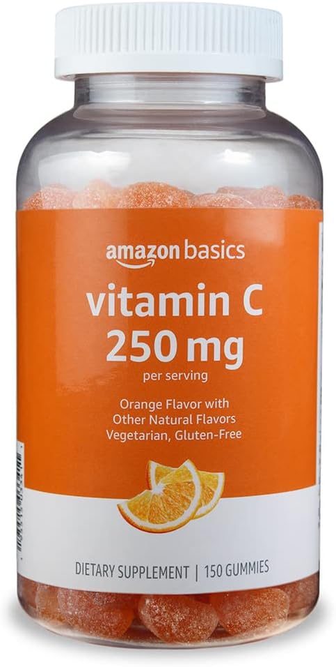 Basics Vitamina C 250 mg Gummies, Orange, 150 Count (2 per Serving), Immune Health (precedent Solimo)