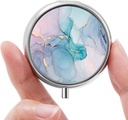 Mini cutie de pastile, cutie de pastile mici, cutie pilula portabil, drăguț organizator de pastile pentru vitamine, medicamente, ulei de pește și suplimente (Blue Marble)