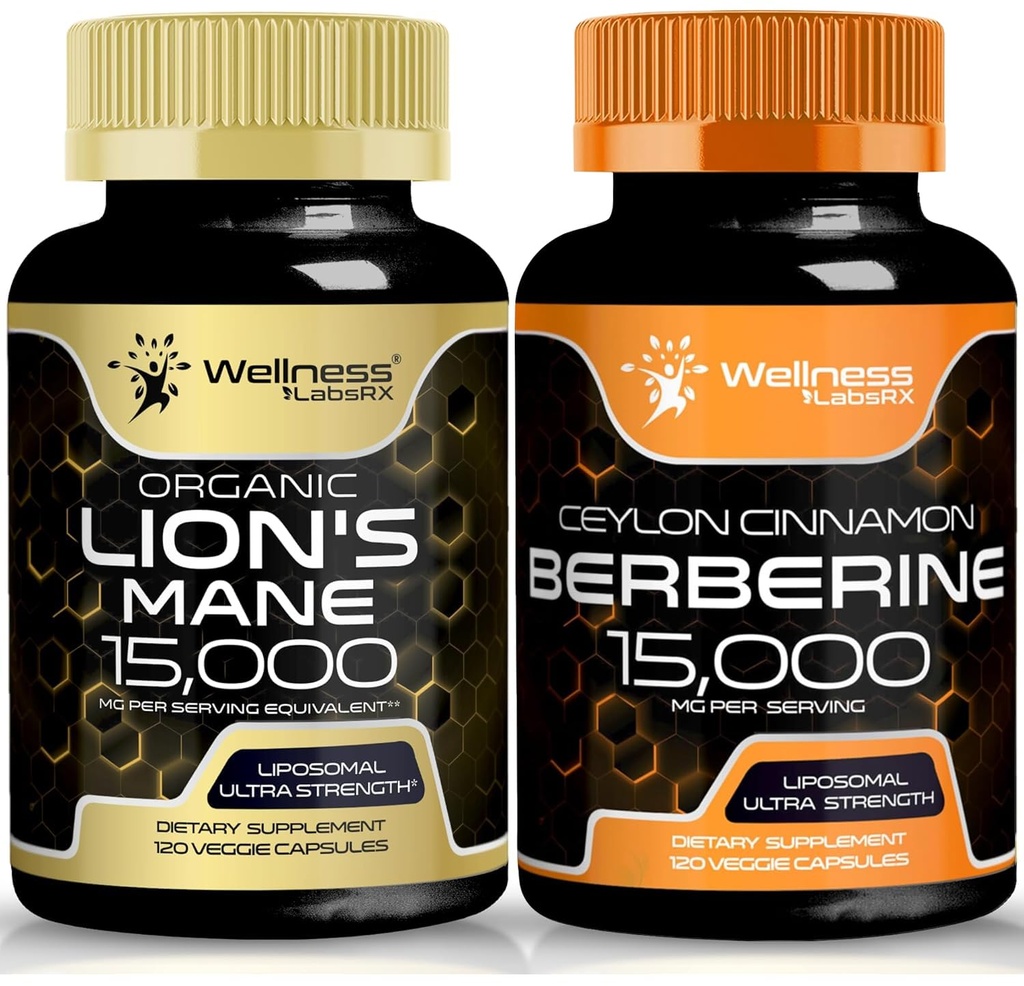 wellNESS LABSRX Lions Mane capsule şi Berberine capsule