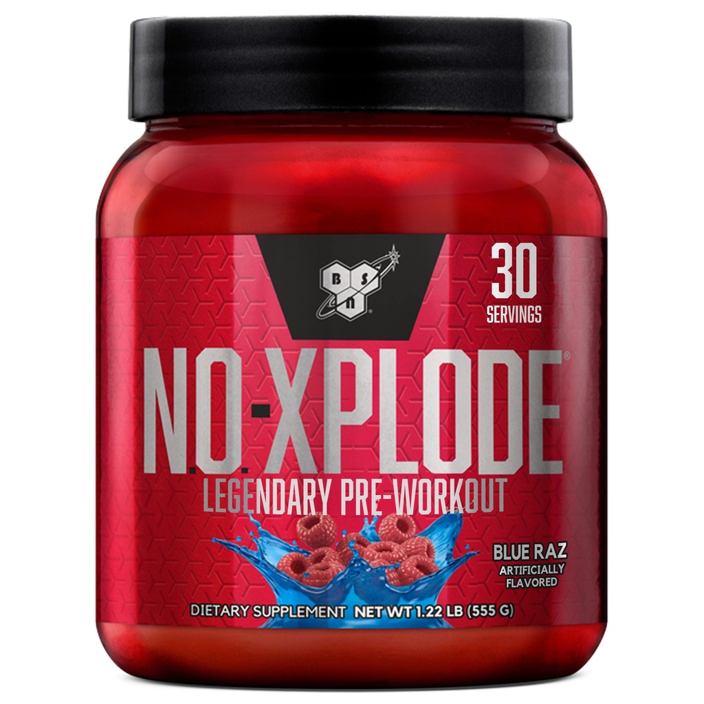 BSN N.O.-XPLODE Pre Workout pulbere, Suplimentul energetic pentru bărbaţi şi femei cu Creaţie şi Beta-Alanină, Aroma: Blue Raz, 30 Servings