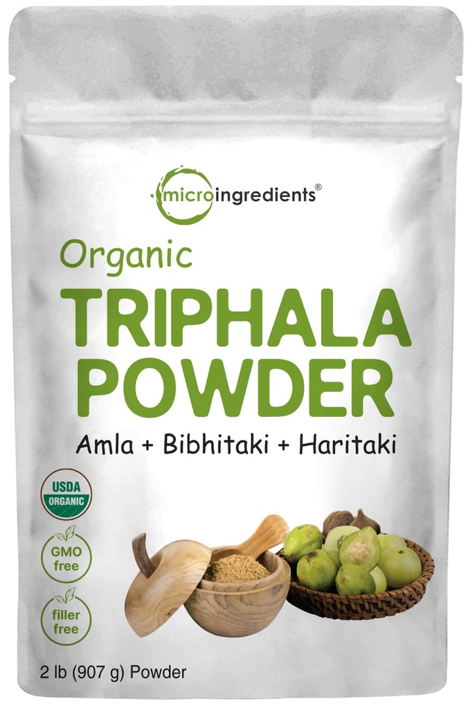 Micro Ingrediente Organic Triphala Powder, 2 Lire (Amla + Haritaki + Bibhitaki) 