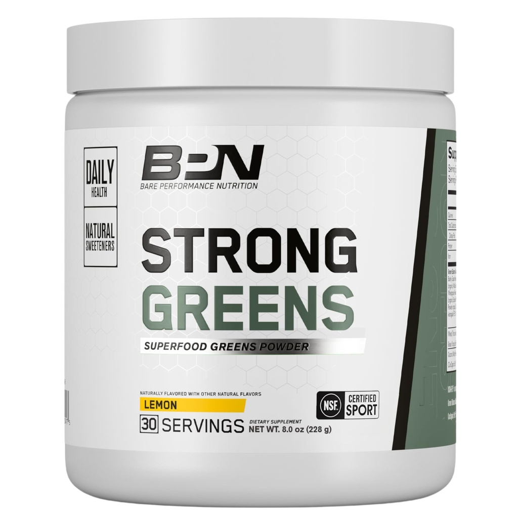 NUTRIŢIE DE PERFORMANŢĂ BARE, BPN Greens Strong Superfood Powder, Lemon, 30 Servings