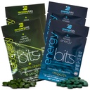 Energybits/RECOVERYbits - Organic Spirulina & Chlorella Tablets - Pachete cu mostre de unică servire - Algae Superfood - Proteină înaltă, Clorofilă - Autoîngrijire - Vegan, Keto, Gluten Free - 4 Bags, 30/Bag