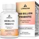 300 miliarde Probiotice CFU - Probiotice pentru femei si barbati, 12 tulpini probiotice Plus Prebiotice, pentru imune si digestive, sanatate gutoasa, gaz de balonare, Stabile de valabilitate - 60 capace
