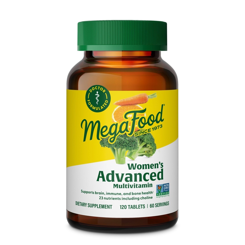 Megafood Femeilor avansate Multivitamine pentru femei - Medic-Formulat cu fier, colină, vitamina D, vitamina C & Zinc - Brain Health - Immune Support - Non-GMO - Vegetarian - 120 Tabs (60 Servings)