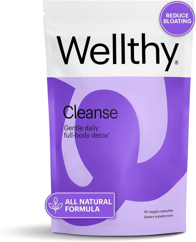 Wellthy Full Body Detoxifiere şi suport imunitar - Avansat Digestive Health, Gut Cleanse şi Blooting Relief - Toate Formula naturale cu muls de lapte, Dandelion Extract şi L-Carnitina 