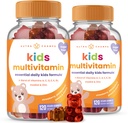 NutraChamps 120 Gummy Vitamine pentru copii (Pachetul de 2), Sugar Free Kids Vitamine Gummy Multivitamine, Vegan & Non-GMO, Căpșuni, Pasiuni, Peach & Cherry