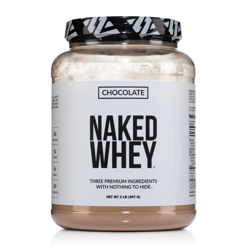 Pudră de proteine de ciocolată NAKED Whey - Doar 3 ingrediente - Pudră de proteine Fed Whey, ciocolată organică și zahăr organic de cocos, fără OMG, fără soia și gluten gratuit - 24 Serviri