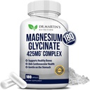 Glicinat de magneziu Premium 425mg - 180 Capsule Vegane - Ajuta cu Stres Relief, Somn, Crampe musculare & Inima Sanatos