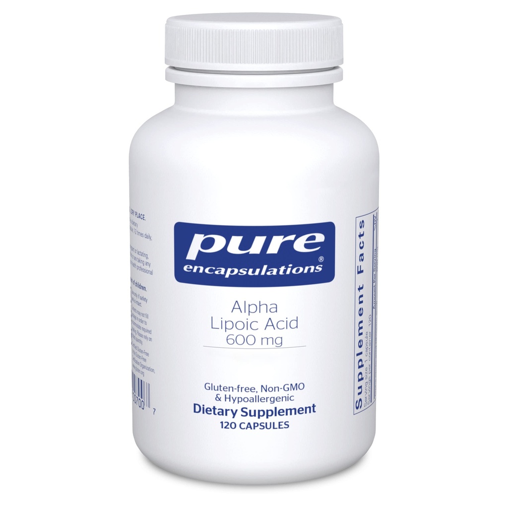 Pure Encapsulations Alpha Lipoic Acid 600 mg - ALA Supliment pentru suport hepatic, antioxidanti, Nervie Health, Carbohidrat Health & Carbohidrat Support - Premium Alpha Acid lipoic - 120 capsule
