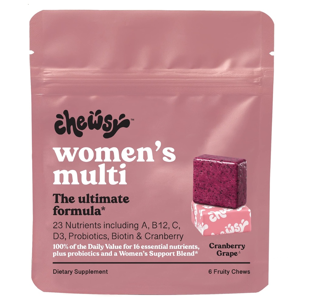 Chewsy - Femeile Multivitamine Chews - Immune and Energy Support, Vitamine C, B12, A, D, E, Acid folic, Probiotice, Biotin - 6-Day Supply