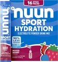 Nuun Sport Electrolit Pachete cu pulbere de magneziu, calciu, potasiu, clor și sodiu, Pachete de hidratare pentru On-The-Go, Aroma de Berry mixt, Gluten gratuit & Vegan, 16 Serviri unice