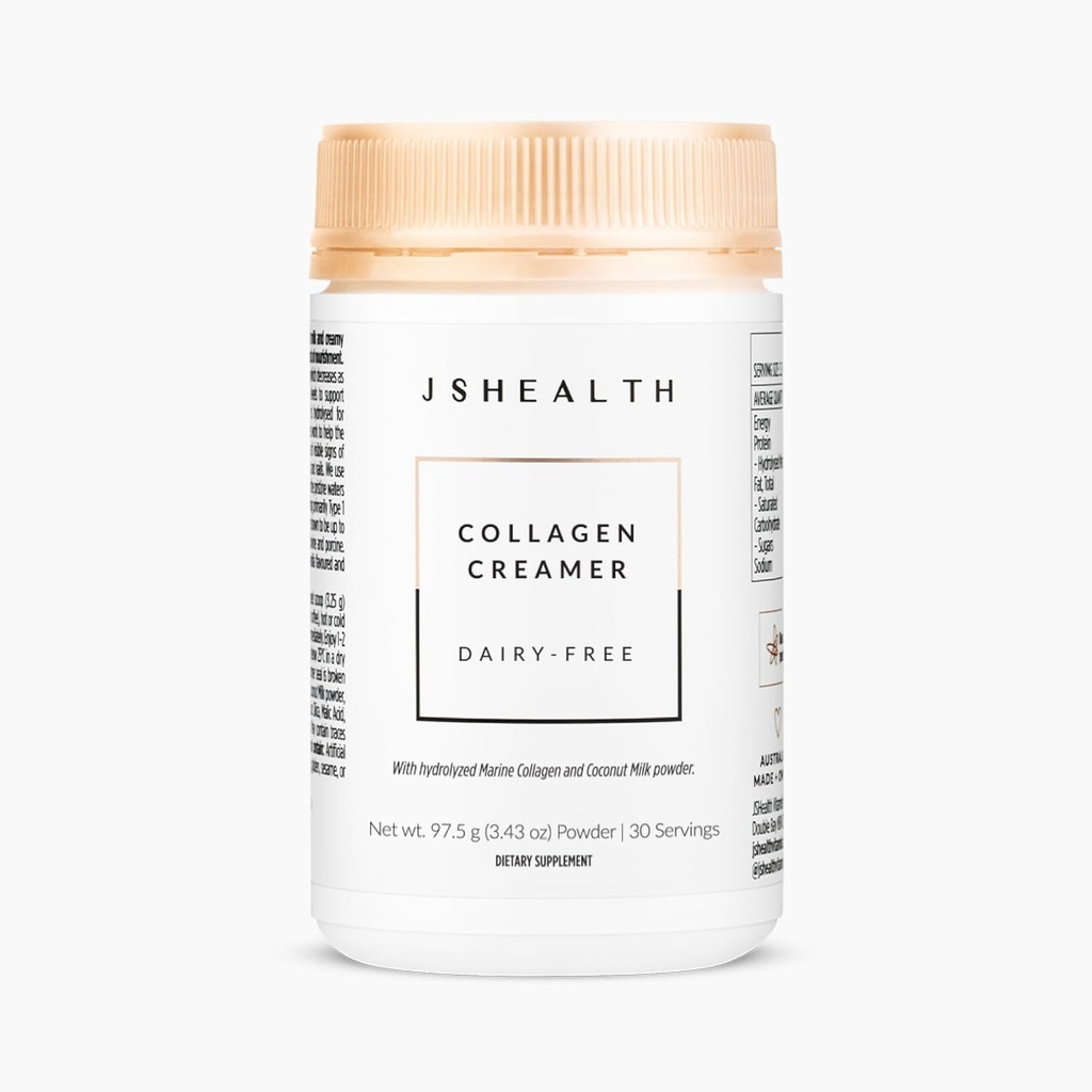 JSHealth Colagen Creamer - Vanilla Colagen Creamer pentru cafea - Dairy Free Healthy Coffee Creamer, 30 Servings of Marine Colagen Peptides