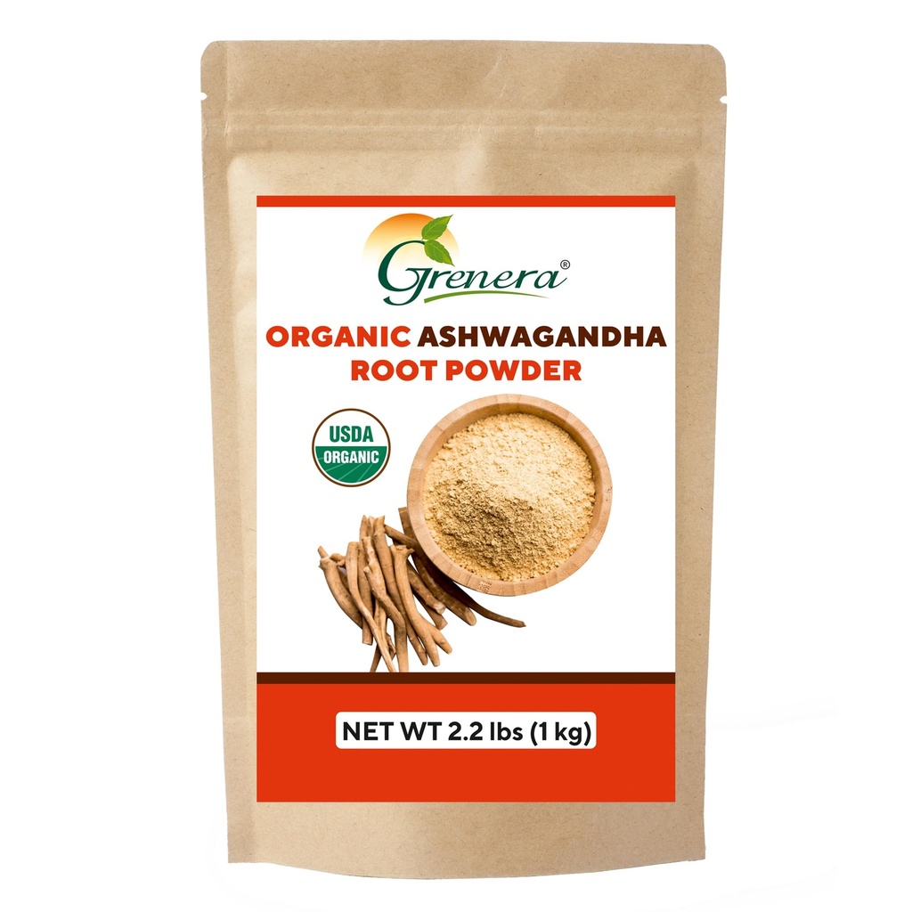 Grenera Organic Ashwagandha Powder 2.2 lbs (35.2 Ounce) - Organic, Vegan, Kosher Certified