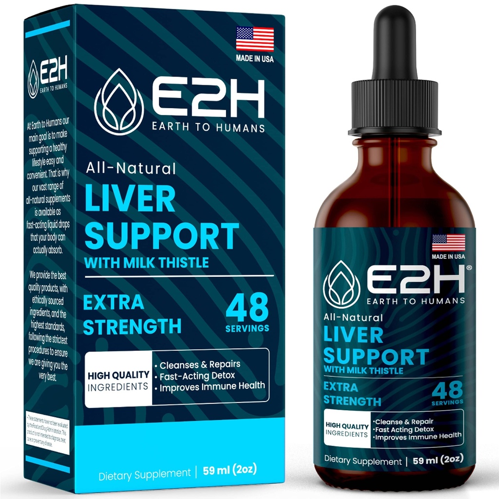 Ficat Cleanse Detox & Reparatii - Herbal Liver Support Milk Thistle Supplements - Silymarin Milk Thistle Supplements with Dandelion Root, Chanca Piedra, Turmeric Root & Anghinare Extract - 2 Fl Oz by E2H