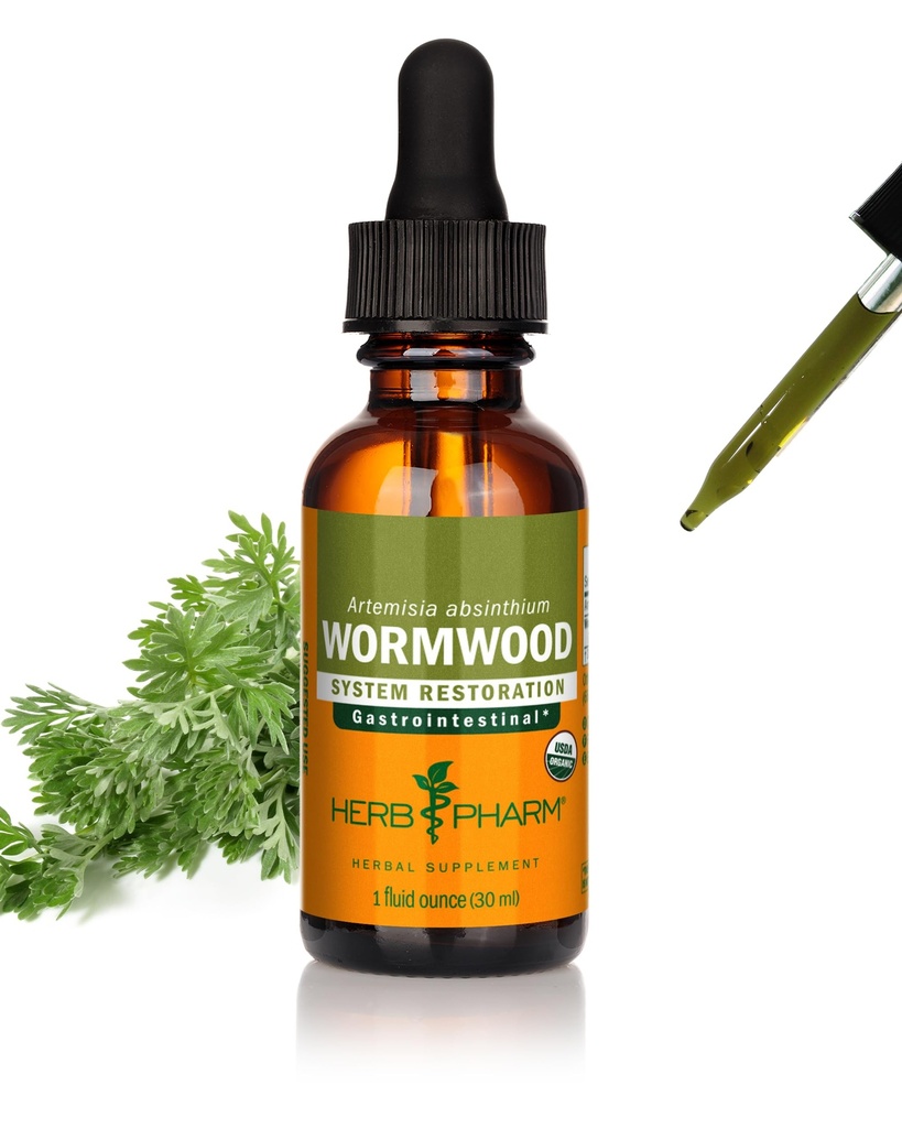 Herb Pharm Certified Organic Wormwood Extract lichid pentru suport de sistem digestiv - 1 Once