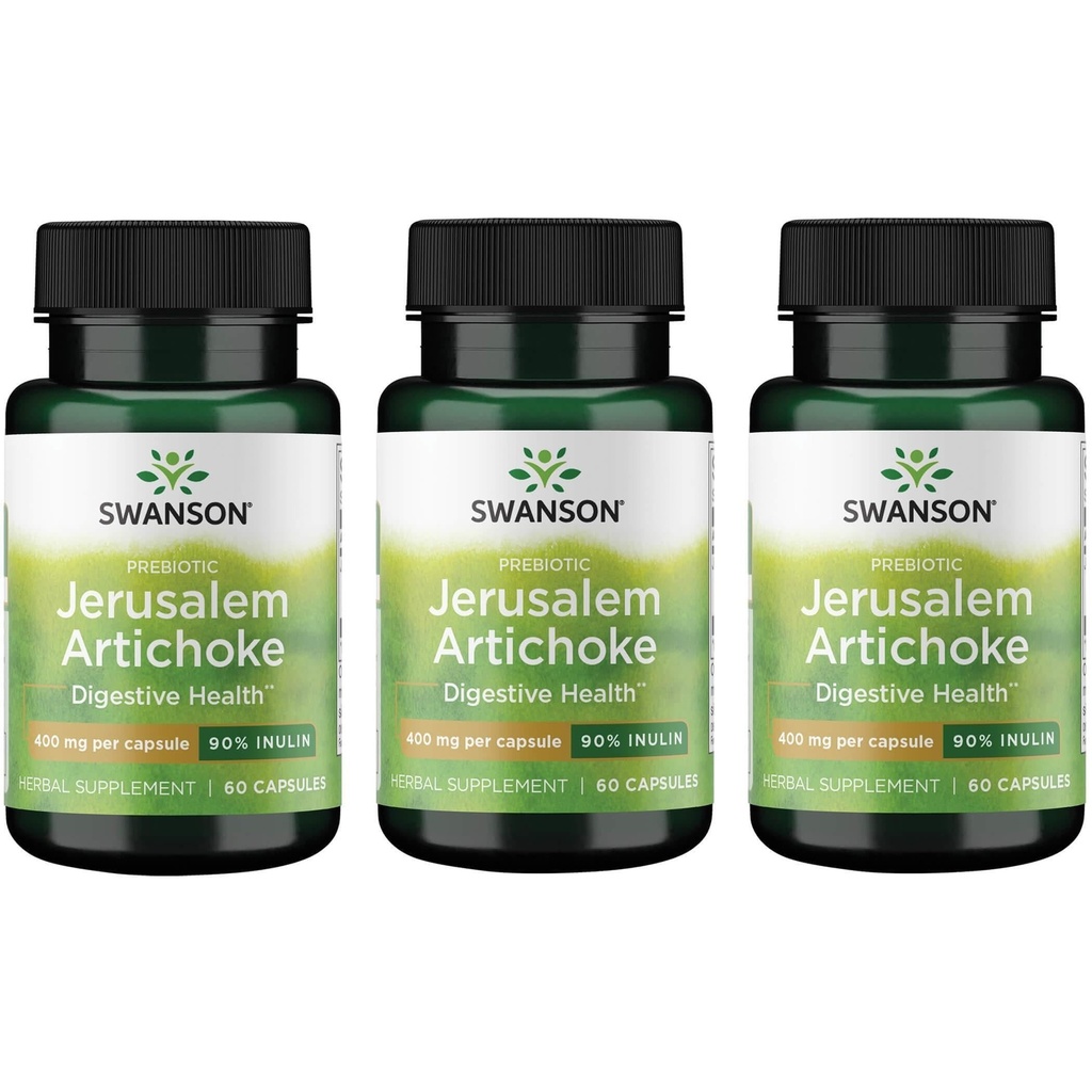 Swanson Prebiotic Jerusalem Anghinare - 90% Inulin 400 mg 60 Caps (3 ambalaj)