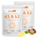 2 Bag Vitamina D3 K2 Suplimentul Softgel, Vitamina D3 K2 Softgel cu 10000 UI Susţine Imunitatea, Inima, Dinţii şi Sănătatea Osului, Fără OMG, Gluten, Soy