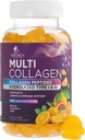 Colagen Peptides Gummies cu 2500 mcg Biotin - Hidrolized Proteine Tip I & III Multi Colagen Supliment cu vitamina C & Zinc - Suport pentru par, Piele, Nails, Tasty Orange Flavor - 120 Gume