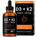 NutraChamps Vitamina D3 K2 picături, lichid vitamina D3 5000 UI & K2 D3 cu MK7, vitamina D picături pentru copii, oase, inima și sănătatea imună, lichid vitamina D în ulei MCT pentru o mai bună absorbție