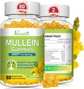 Mullein Gummies, Mullein Leaf Extract cu Bromelain, Querbetin, Pine Bark Support Lung Cleanse pentru respirație sănătoasă, 120ct
