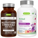 Multivitamine si minerale pentru barbati + copii avansati Multivitamine Gummy Vegan Bundle, cu metilate B-Vitamins, Vitamina A, C, D3 & E, Eticheta curata, 60 tablete + 90 Aroma Berry Gummies, de Igennus