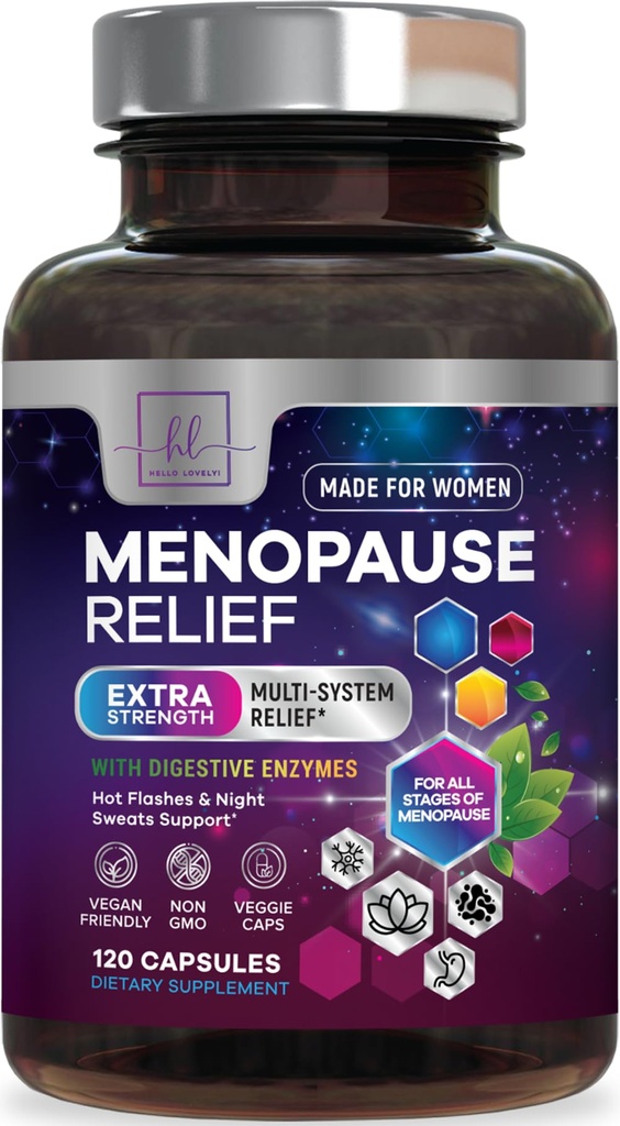 Menopause Suplimente pentru femei cu Dong Quai, Chaste Berry, Black Cohosh, 8 Miliarde Probiotice CFU - Hot Flash Night Sweats & Menopause Relief Probiotic pentru Vaginal, Digestive Health - 120 Capsule