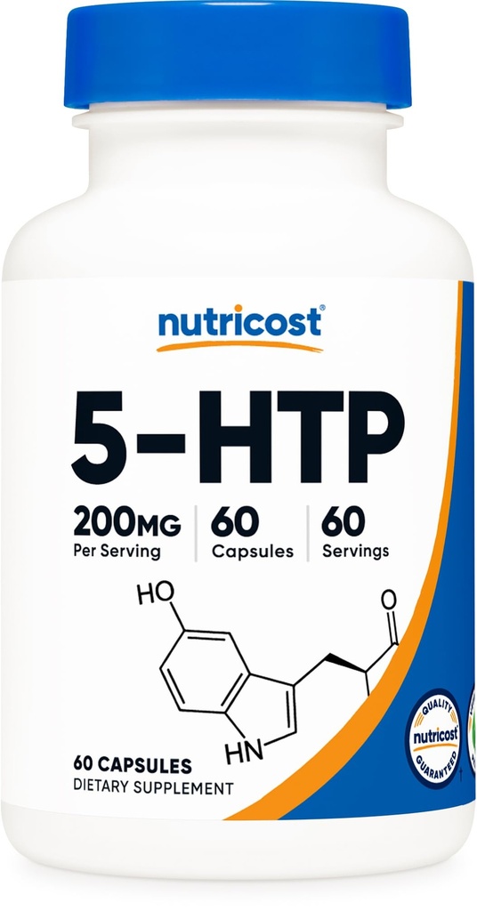 Nutricost 5-HTP 200mg, 60 capsule vegetariene (5-hidroxitriptofan) - fără GMO şi gluten