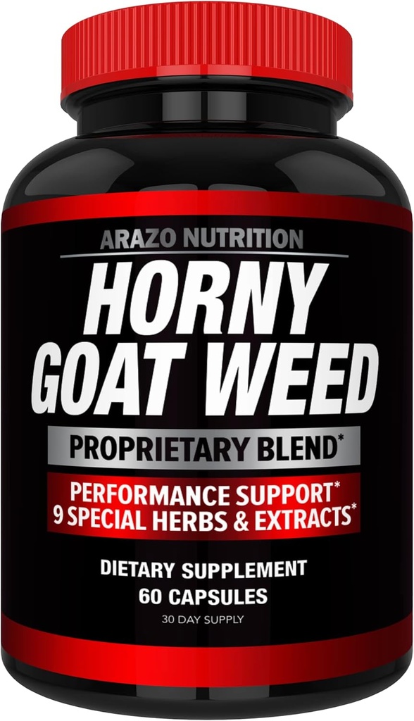 Arazo Nutrition Premium Horny Goat Extract cu rădăcină Maca, Ginseng, Muira Puama și L-Arginina - pentru bărbați și femei 
