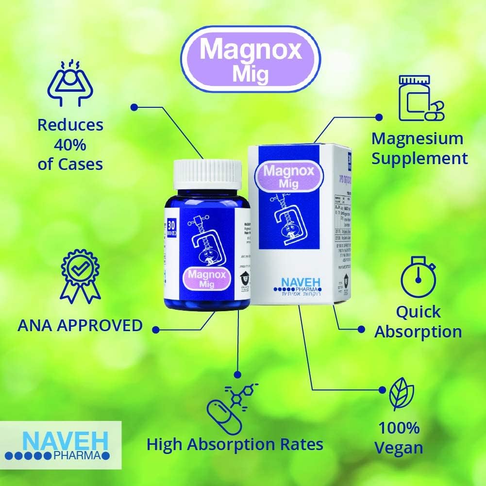 MAGNOX Mig suplimente de magneziu (30) pentru migrene -Datorită deficitului de magneziu, de Naveh Pharma