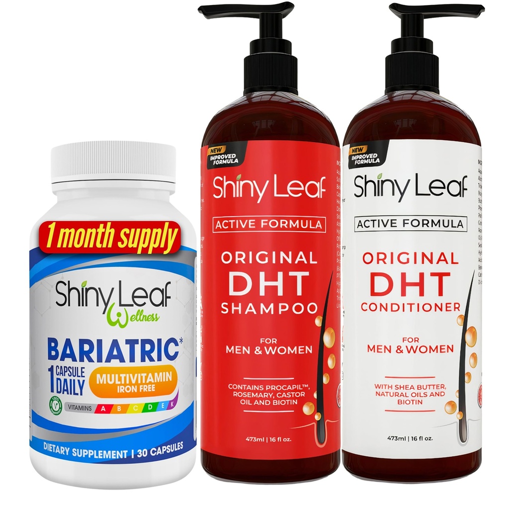 Bariatric Multivitamine Fier-Free și DHT Blocker Șampon și Balsam, Sampon de pierdere a părului și Balsam pentru femei și bărbați