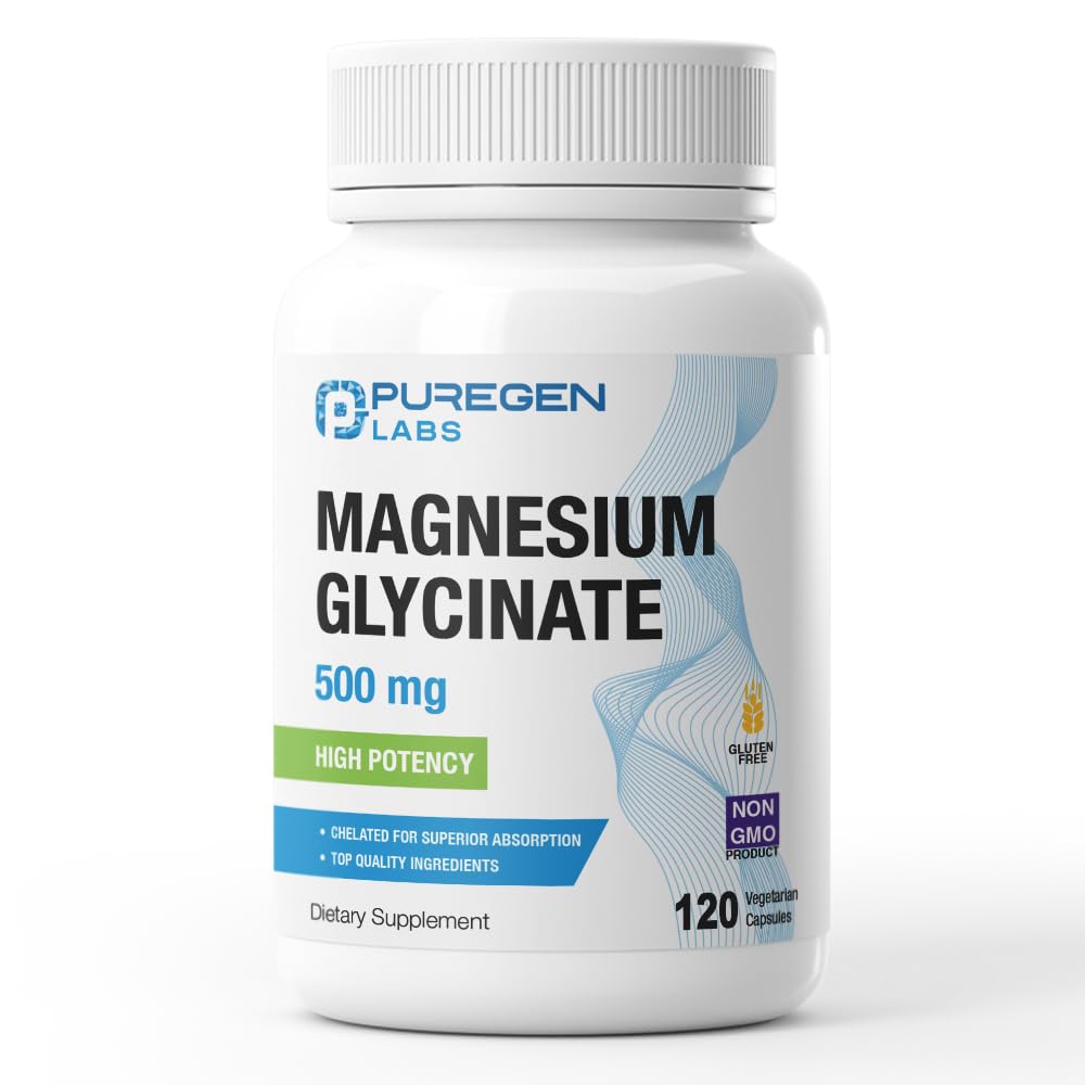 Magneziu Glycinate 500mg [High Potenty] 120 Veggie Caps, Chelated for Superior Sugestie 