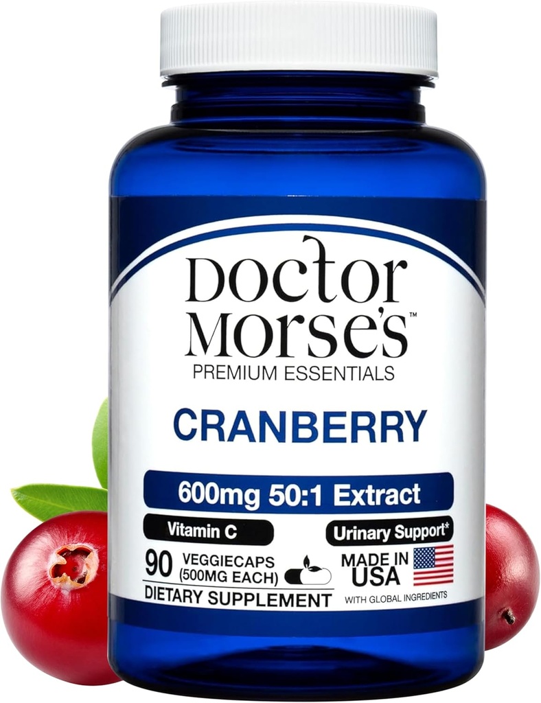 Pastile suplimentare cu cranberry pentru femei si barbati, 30000 mg Putere, Suport pentru tractul urinar cu vitamina C, Made in FDA-Registrate, NSF-Certified Facility, Suport sanitar global, 90 capsule
